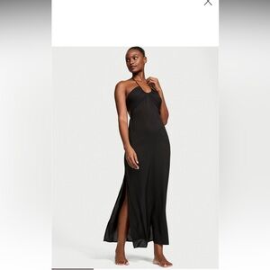Victoria’s Secret Black Halter Slit Cocktail Gown Size M